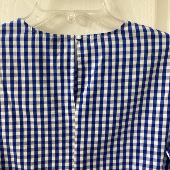 Who What Wear Blue White Gingham Blouse Peplum Hem Bell Sleeve Women's XS - Picture 8 of 14
